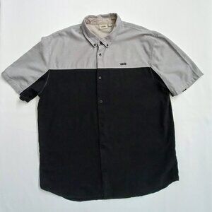 VANS Colorblock Short Sleeve Button-Up Shirt. Plus Size XXL